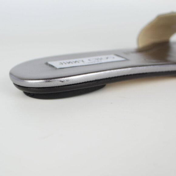 NEW JIMMY CHOO Embellished Metallic Slides - Flats for Resort, Events or Bridal - Picture 13 of 16